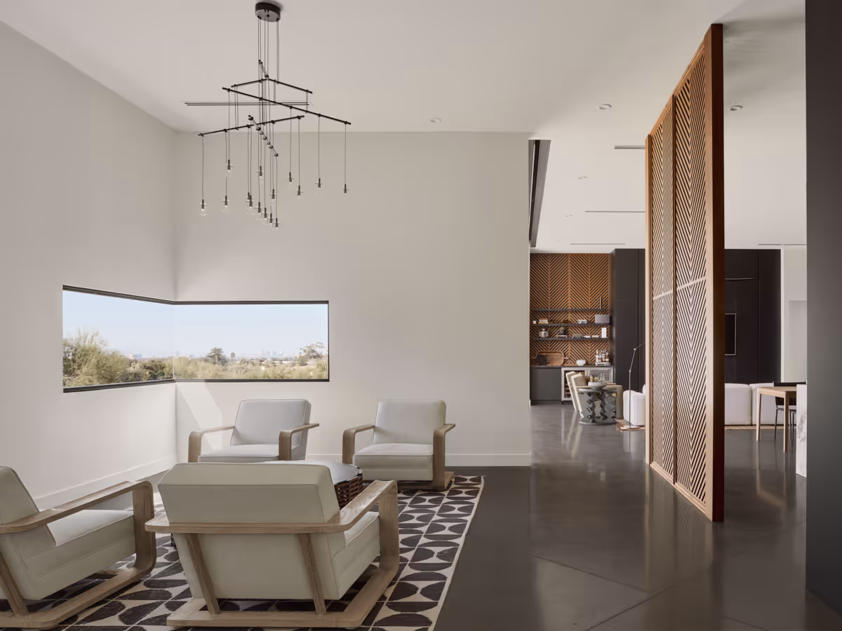 sitting area with downtown phoenix view by The Ranch Mine