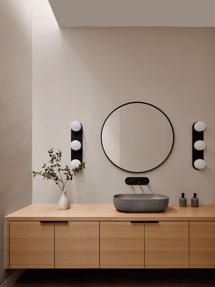 modern desert house powder room with skylight