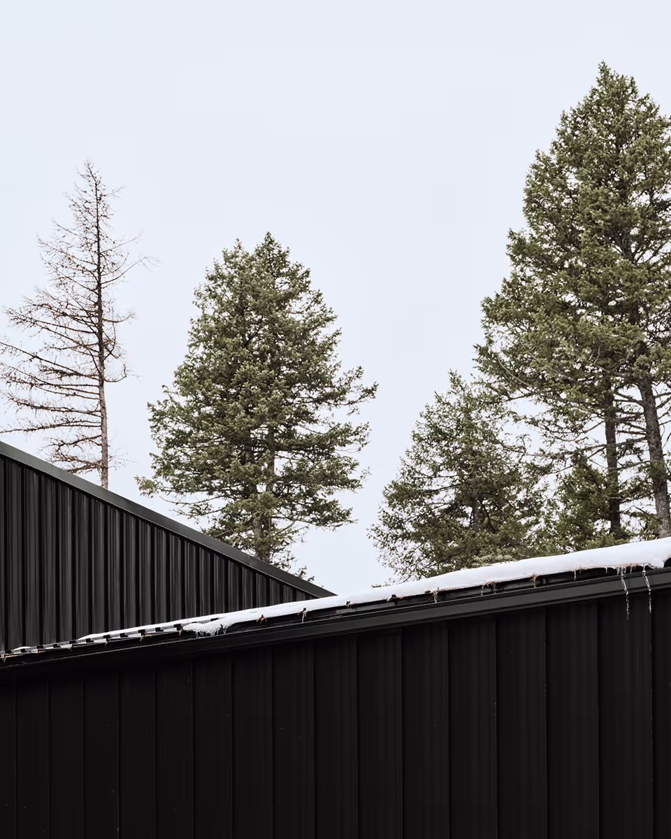 black modern mountain house in Whitefish, Montana