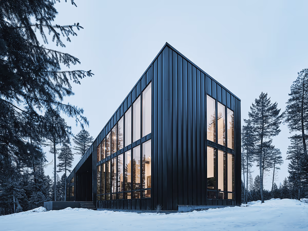 black modern mountain house in Whitefish, Montana