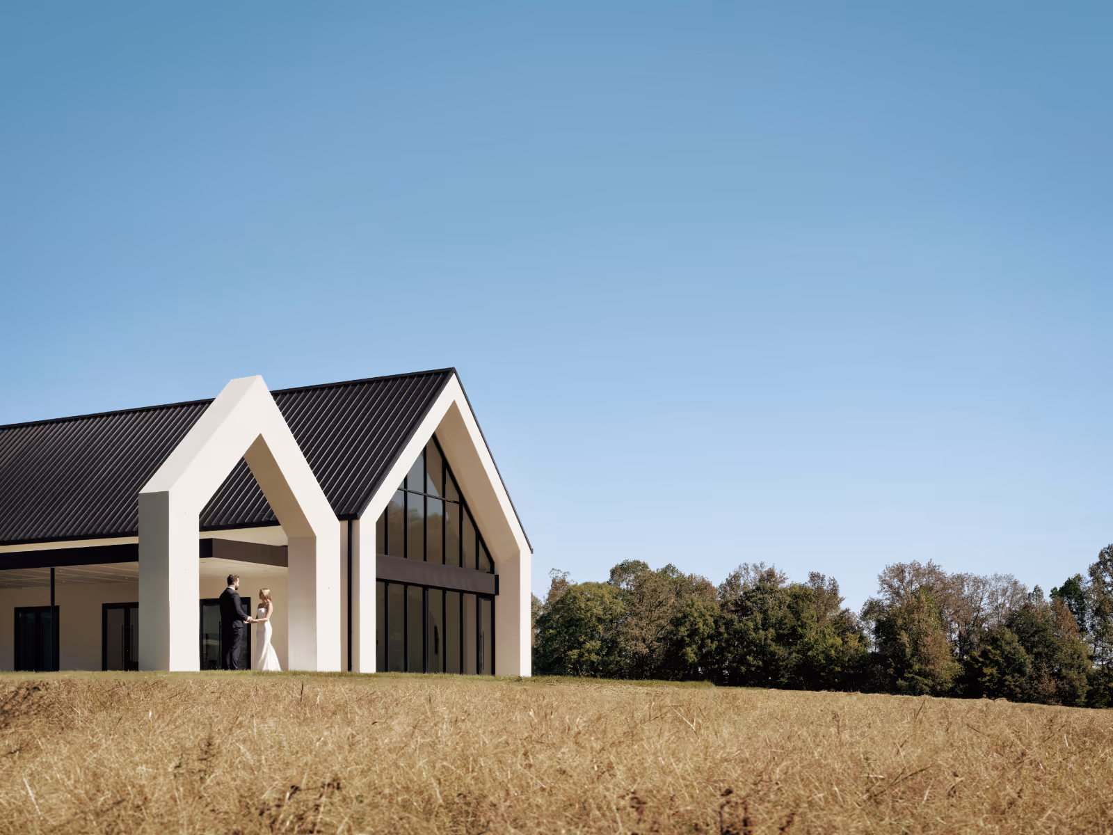 modern wedding venue and event venue with an iconic gable outside of Charlotte, North Carolina by The Ranch Mine