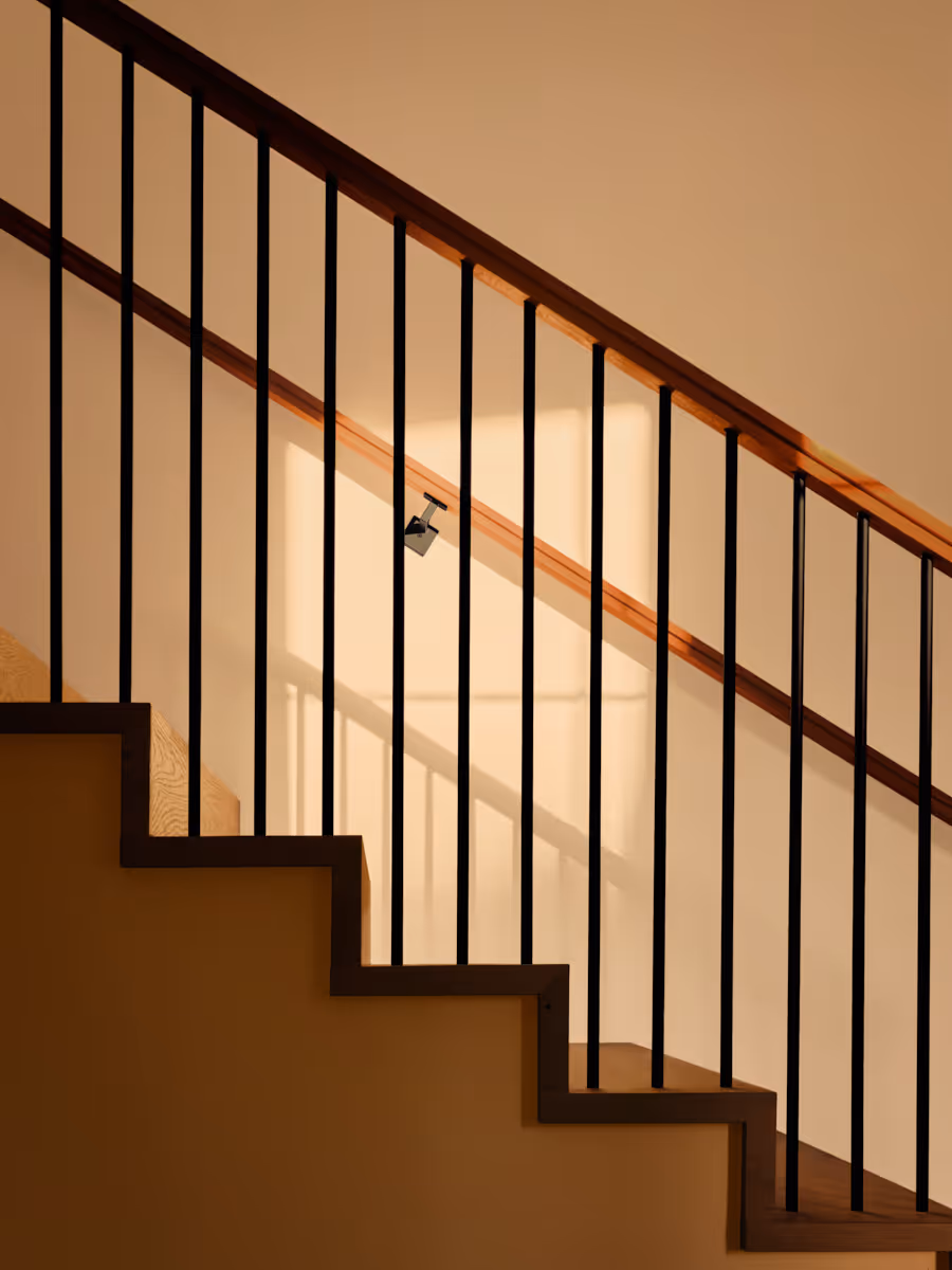 Soft modern stair rail detail by The Ranch Mine