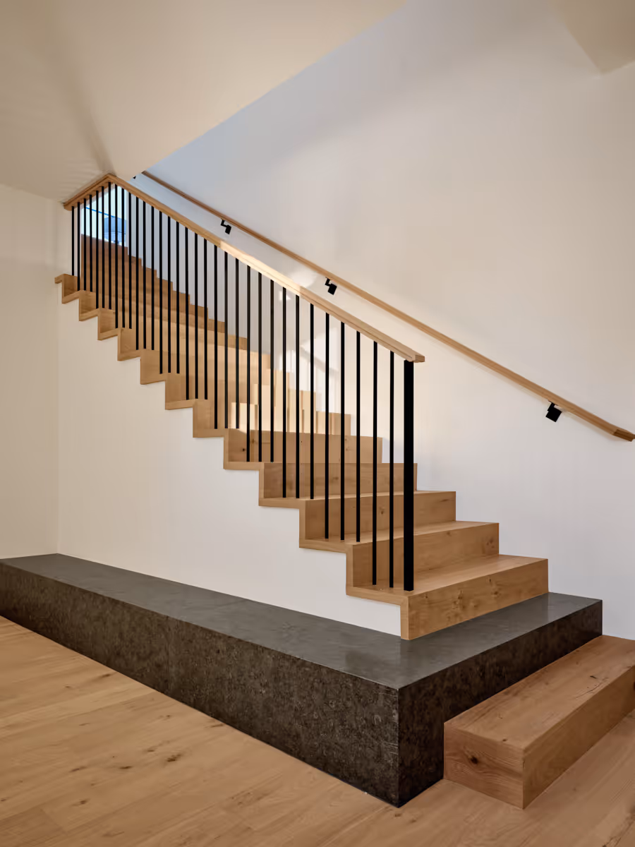 Stair detail with wrap around bench by The Ranch Mine