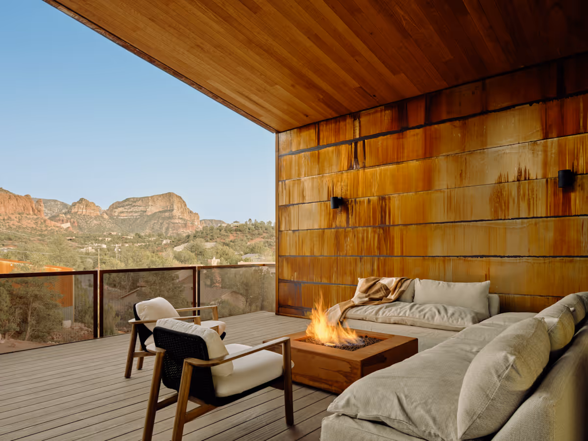 Fox is a short term rental by The Ranch Mine in Sedona Arizona. Amazing red rock views 