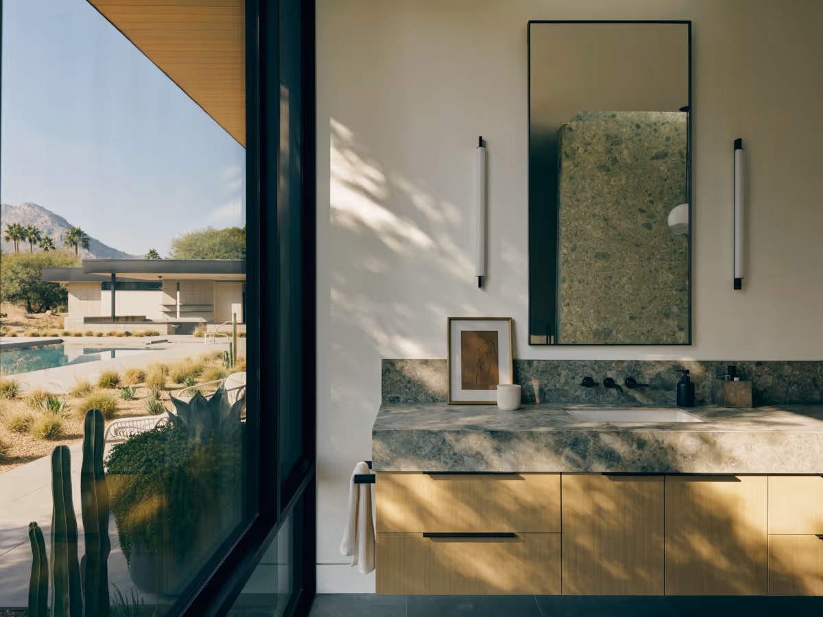 primary bathroom  at Full Circle, a multigenerational new build compound in Paradise Valley, Arizona by The Ranch Mine