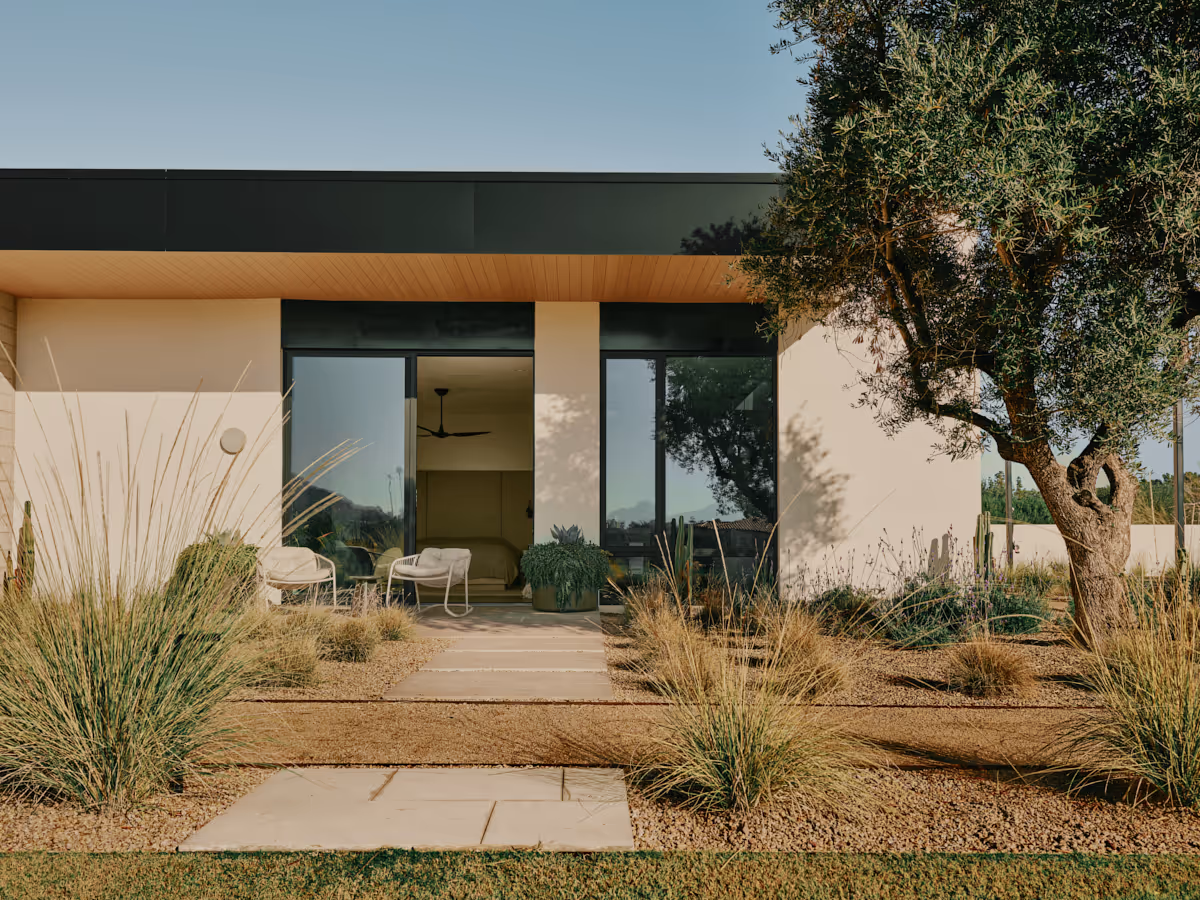 exterior of primary suite  at Full Circle, a multigenerational new build compound in Paradise Valley, Arizona by The Ranch Mine
