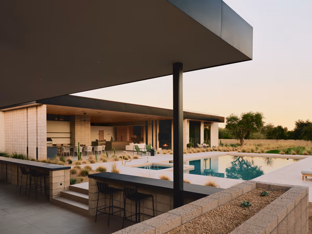 pool pavilion  at Full Circle, a multigenerational new build compound in Paradise Valley, Arizona by The Ranch Mine