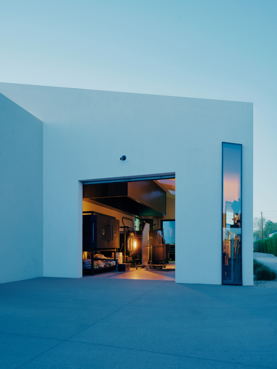 a modern offset gable glass blowing studio and maker space