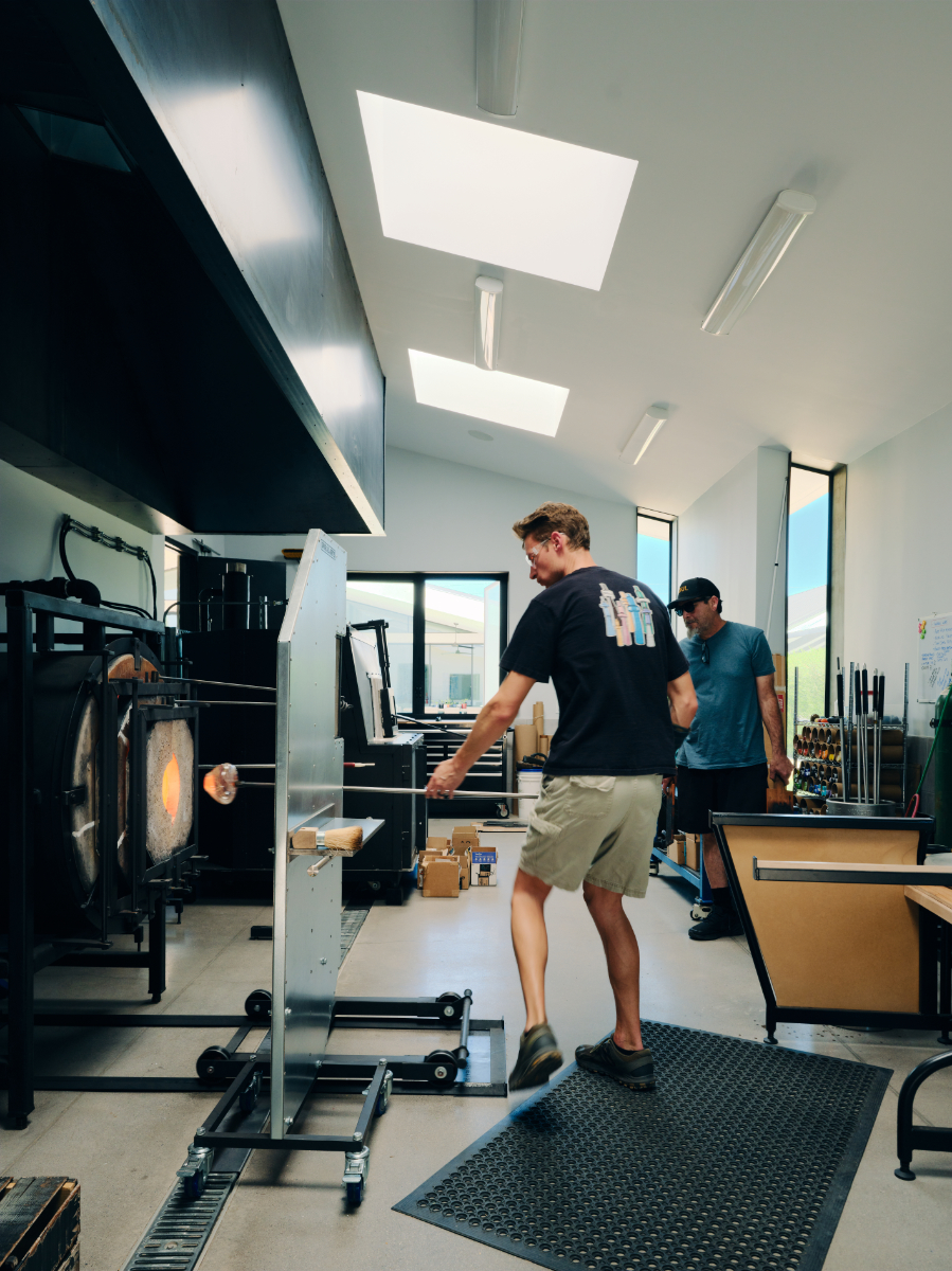 a modern glass blowing studio for an artist