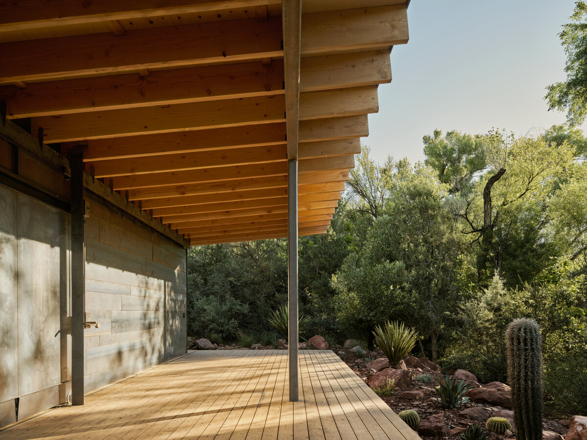 covered deck in the woods by a creek in Sedona