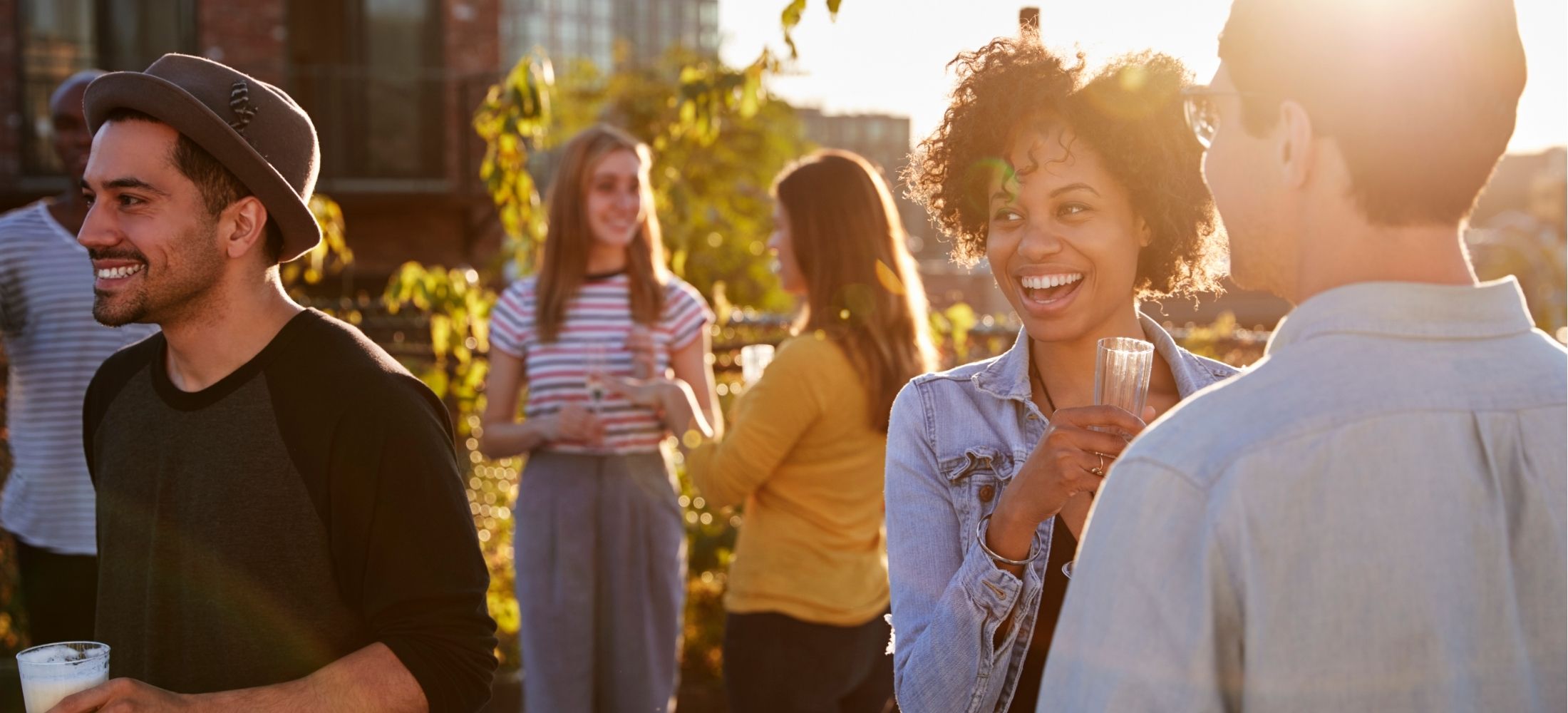 Social gathering with a group of young adult friends.