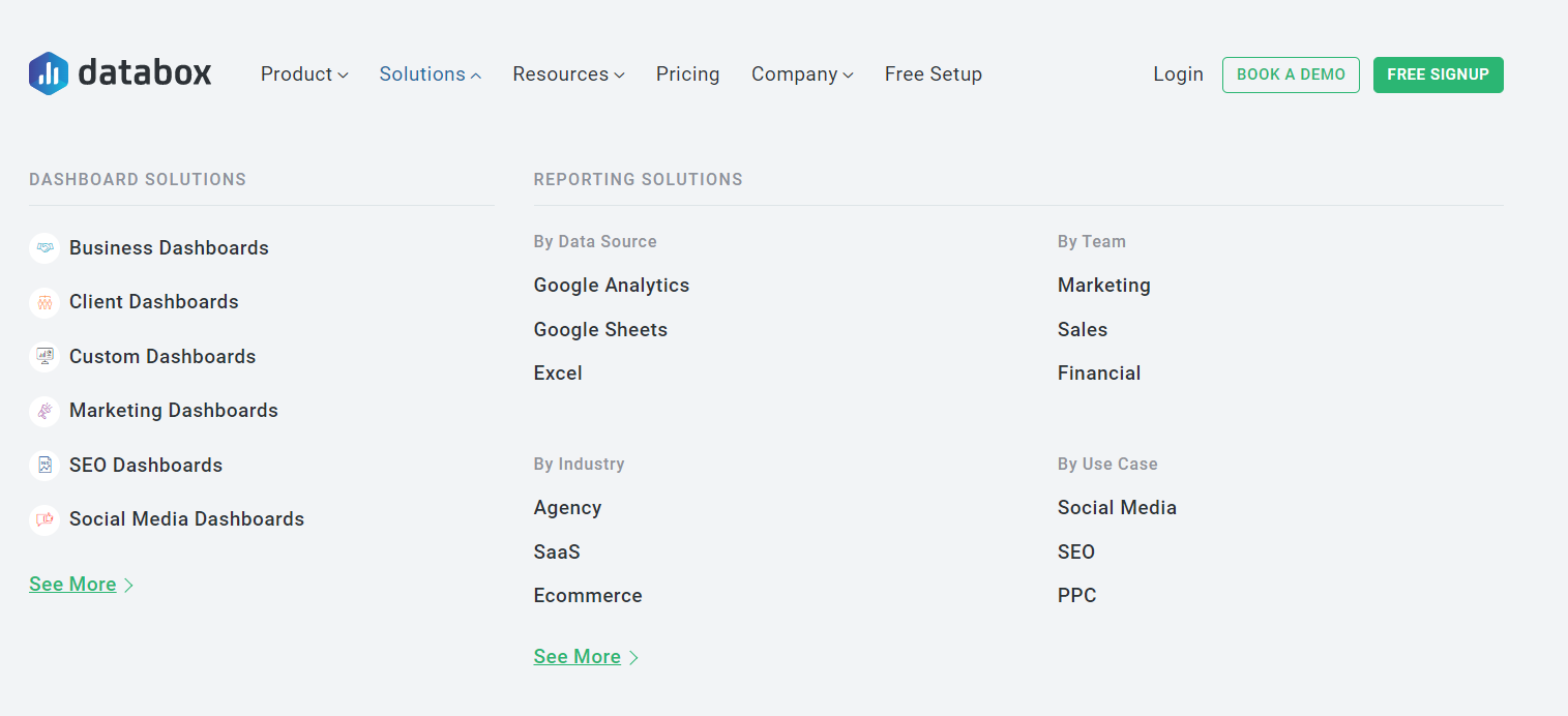 screenshot Databox platform.