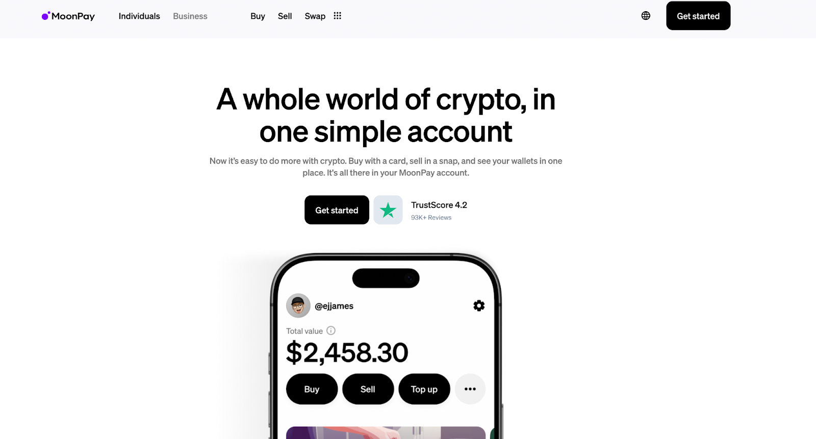MoonPay homepage