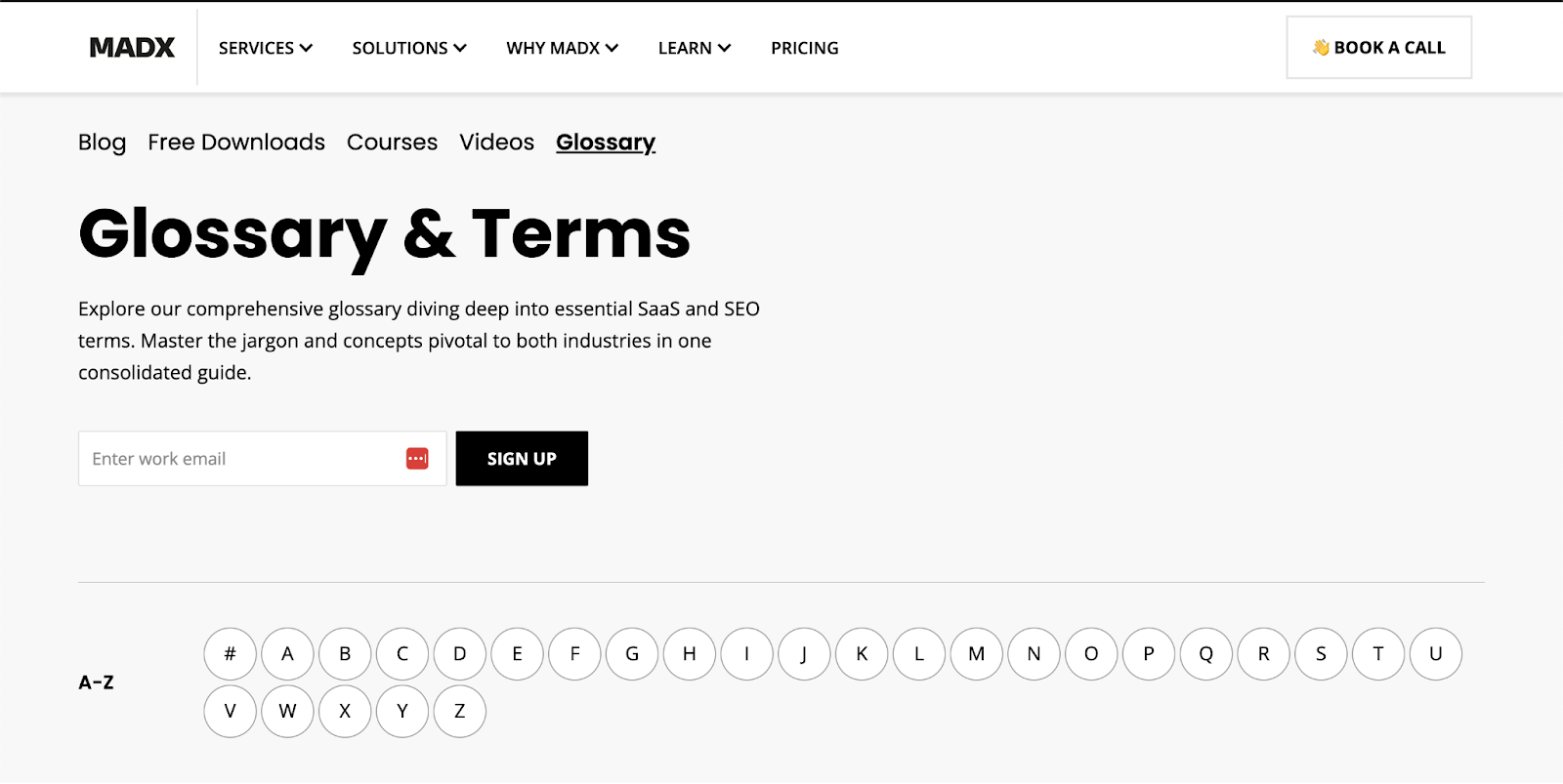 MADX glossary screenshot