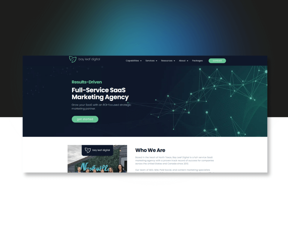 screenshot of Bay Leaf Digital platform