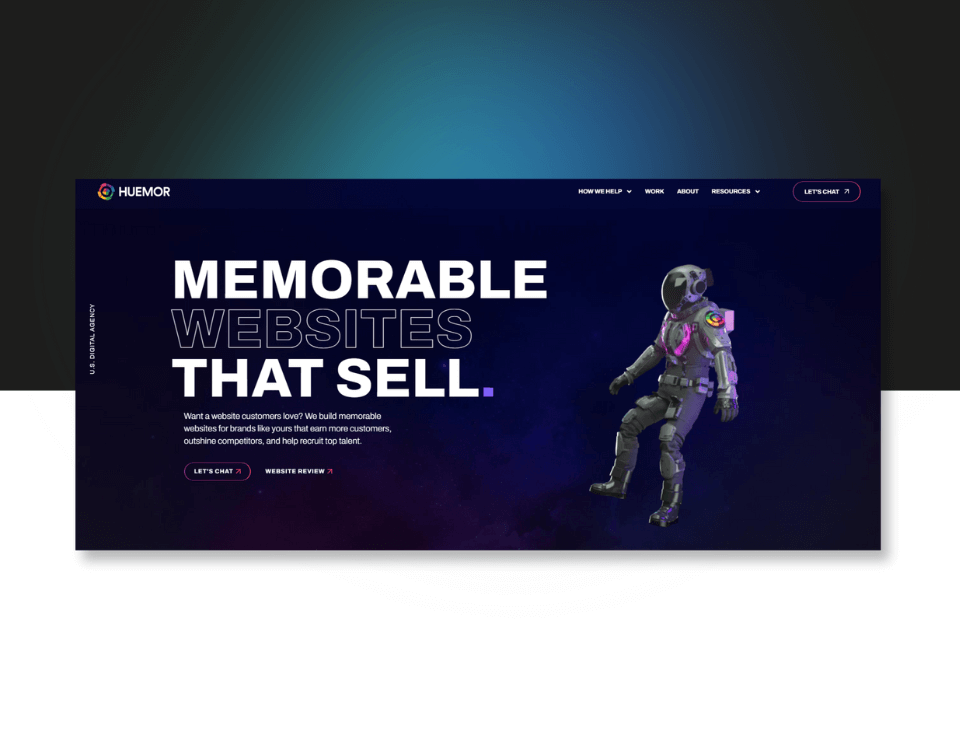 screenshot of Huemor platform