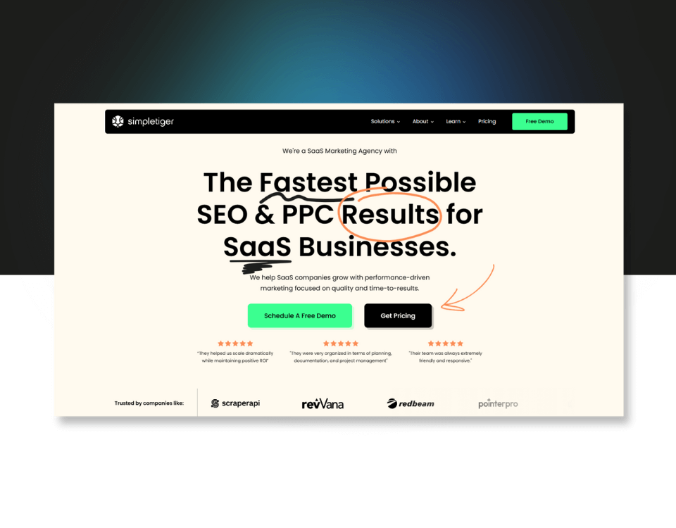 screenshot of SimpleTiger platform