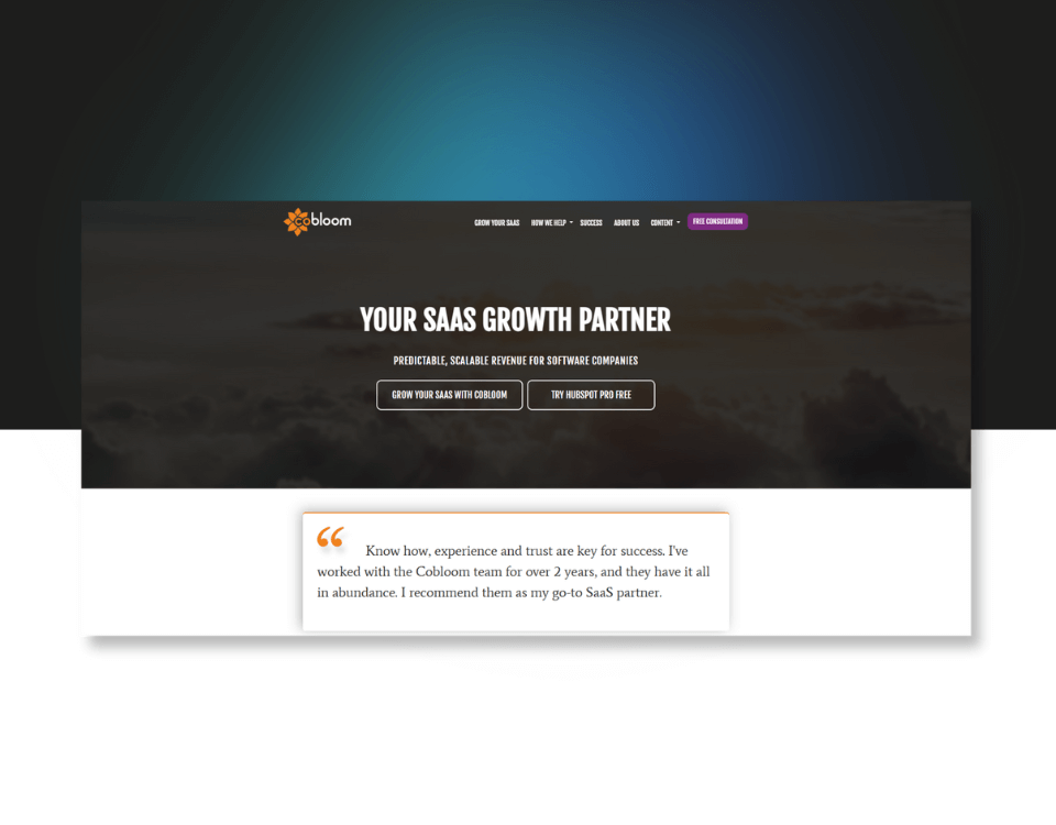 screenshot of Cobloom platform