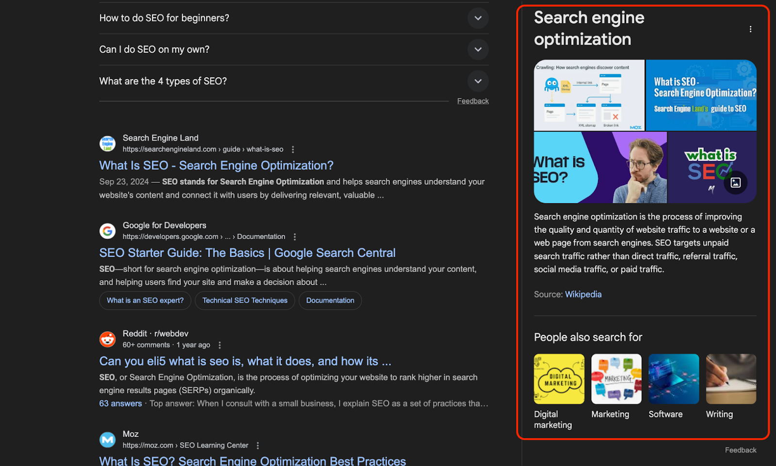 Knowledge panel example