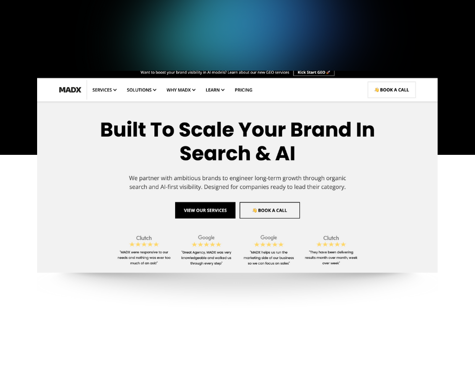 MADX homepage screenshot