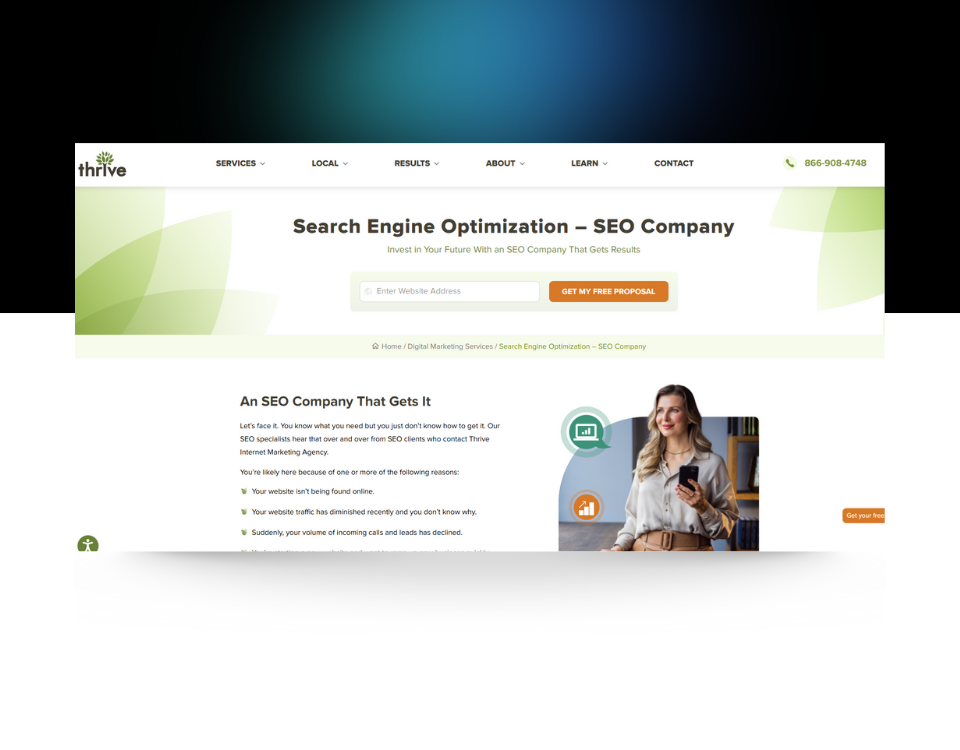 Thrive homepage screenshot