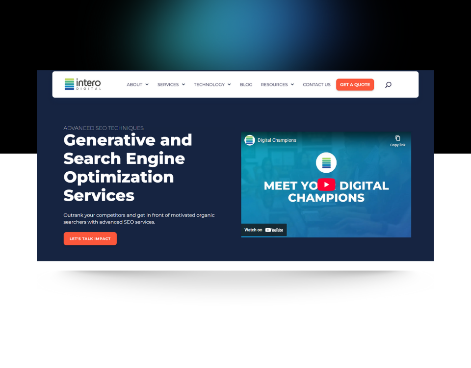 Intero homepage screenshot