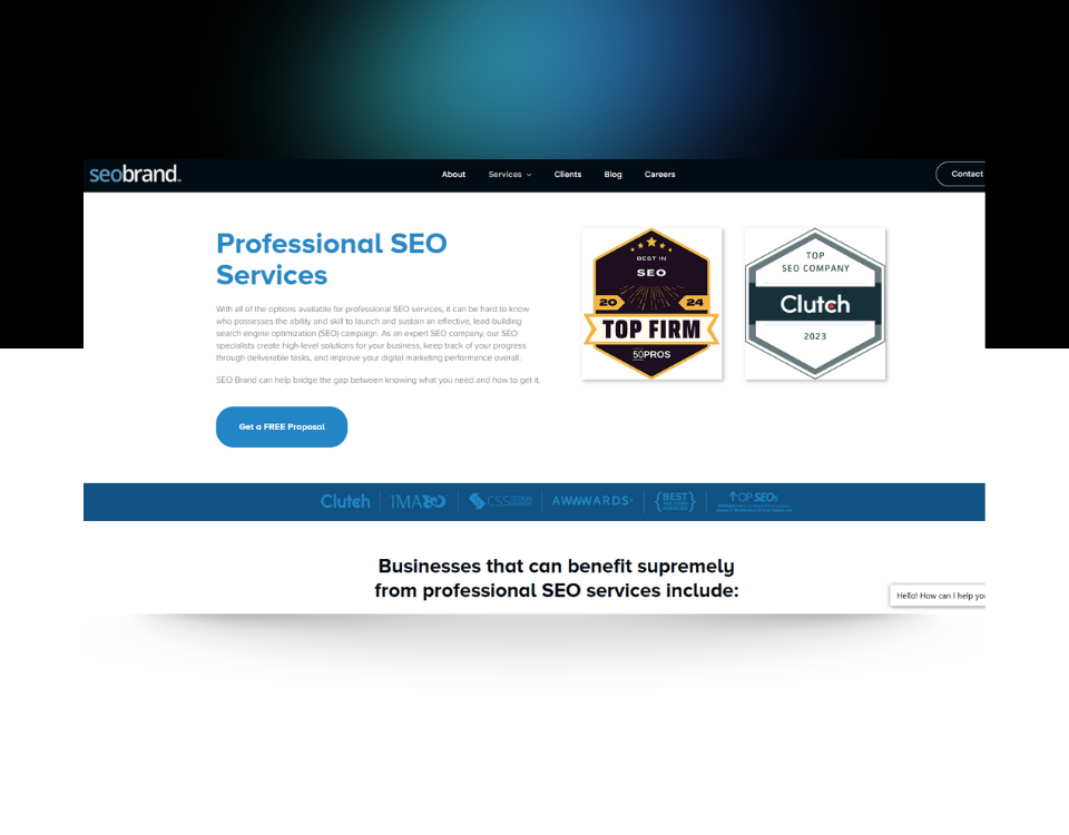 SEO Brand homepage screenshot
