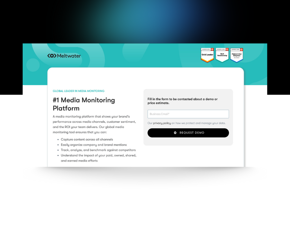 Meltwater homepage screenshot
