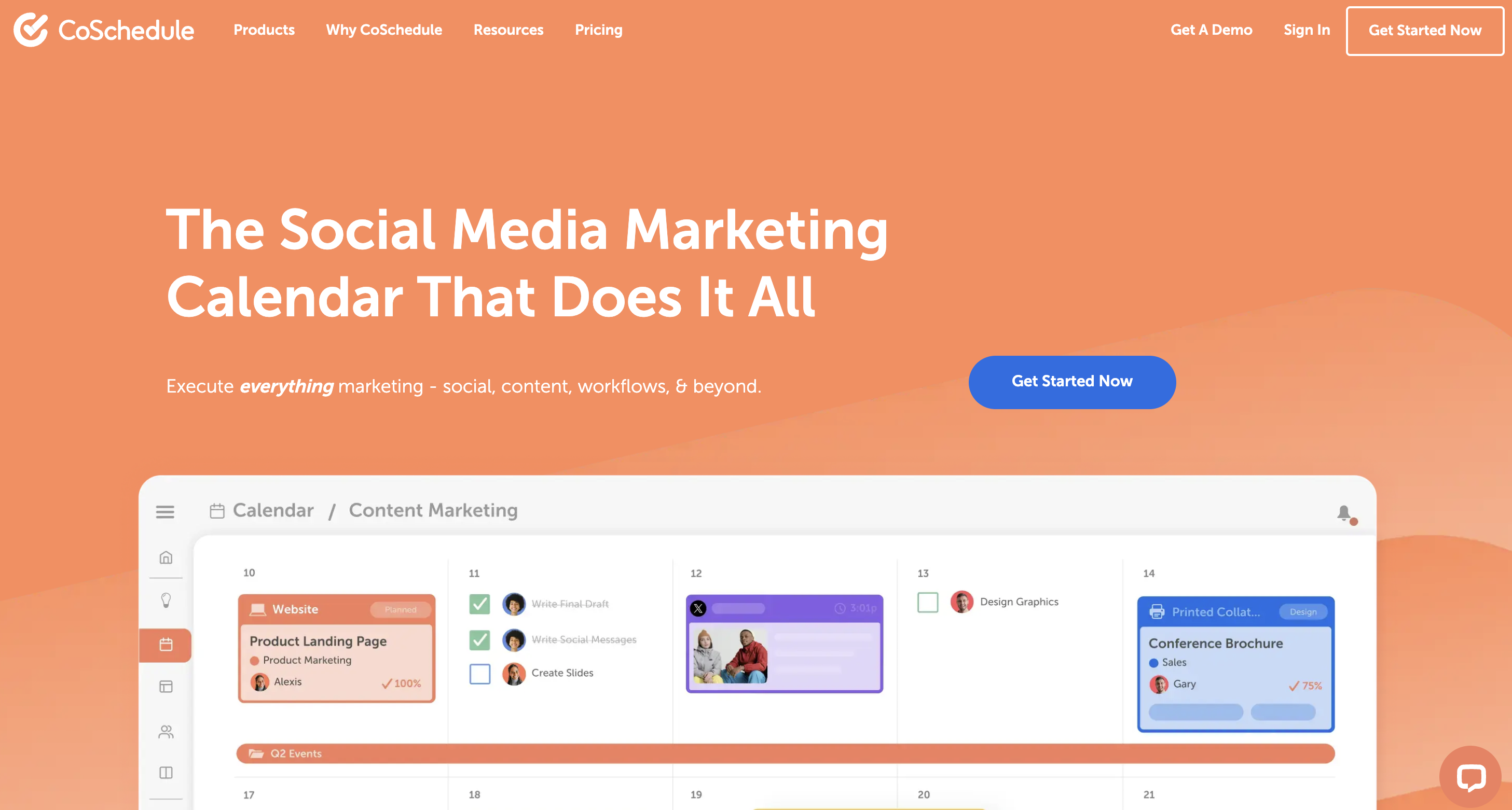 screenshot of CoSchedule platform