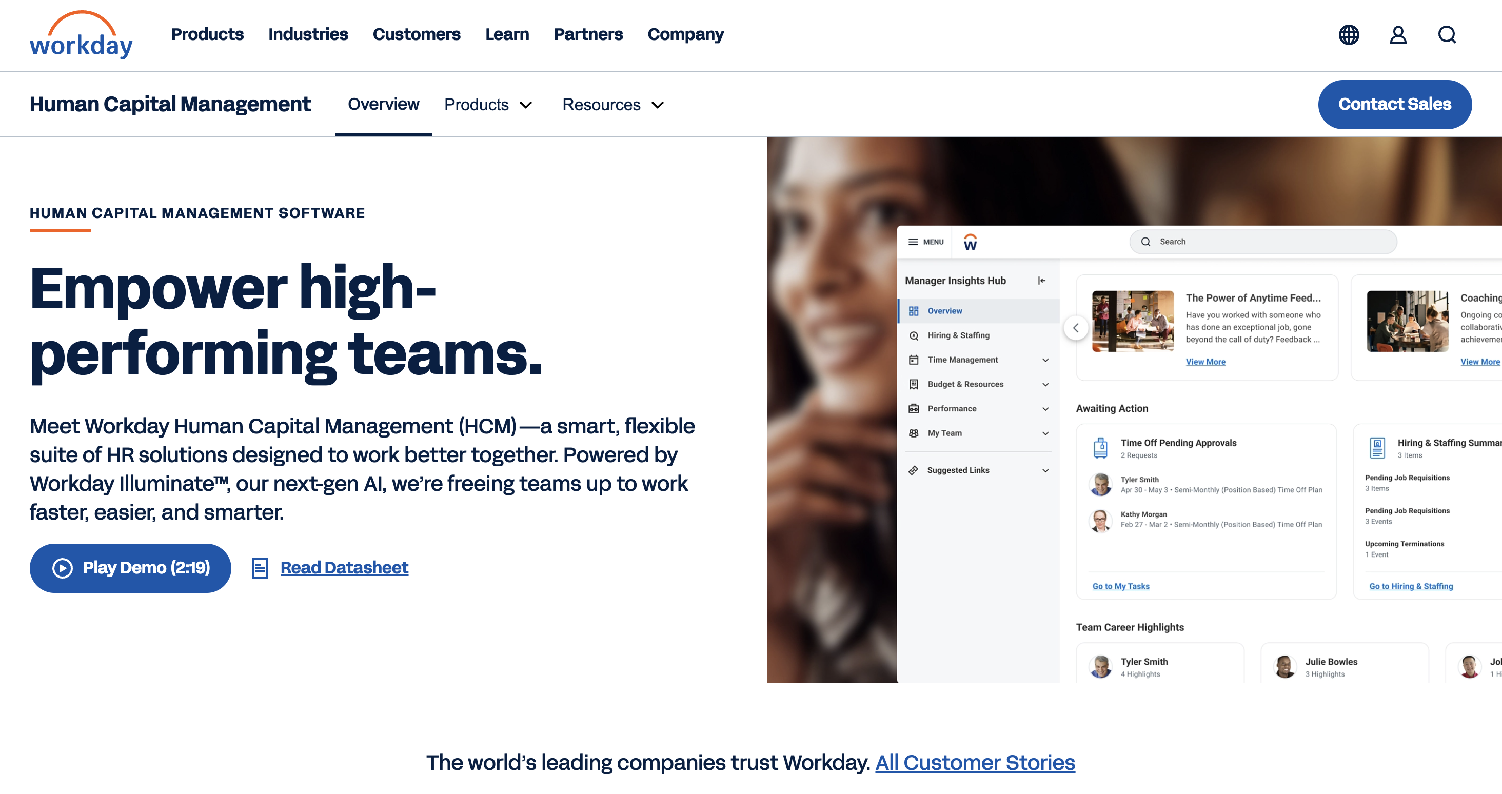 screenshot of Workday platform