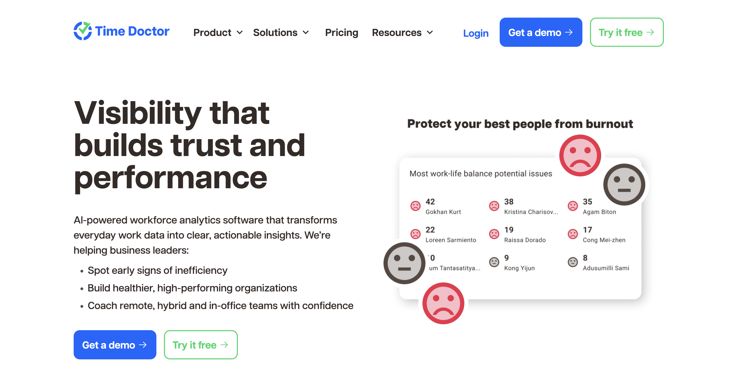 screenshot of Time Doctor platform