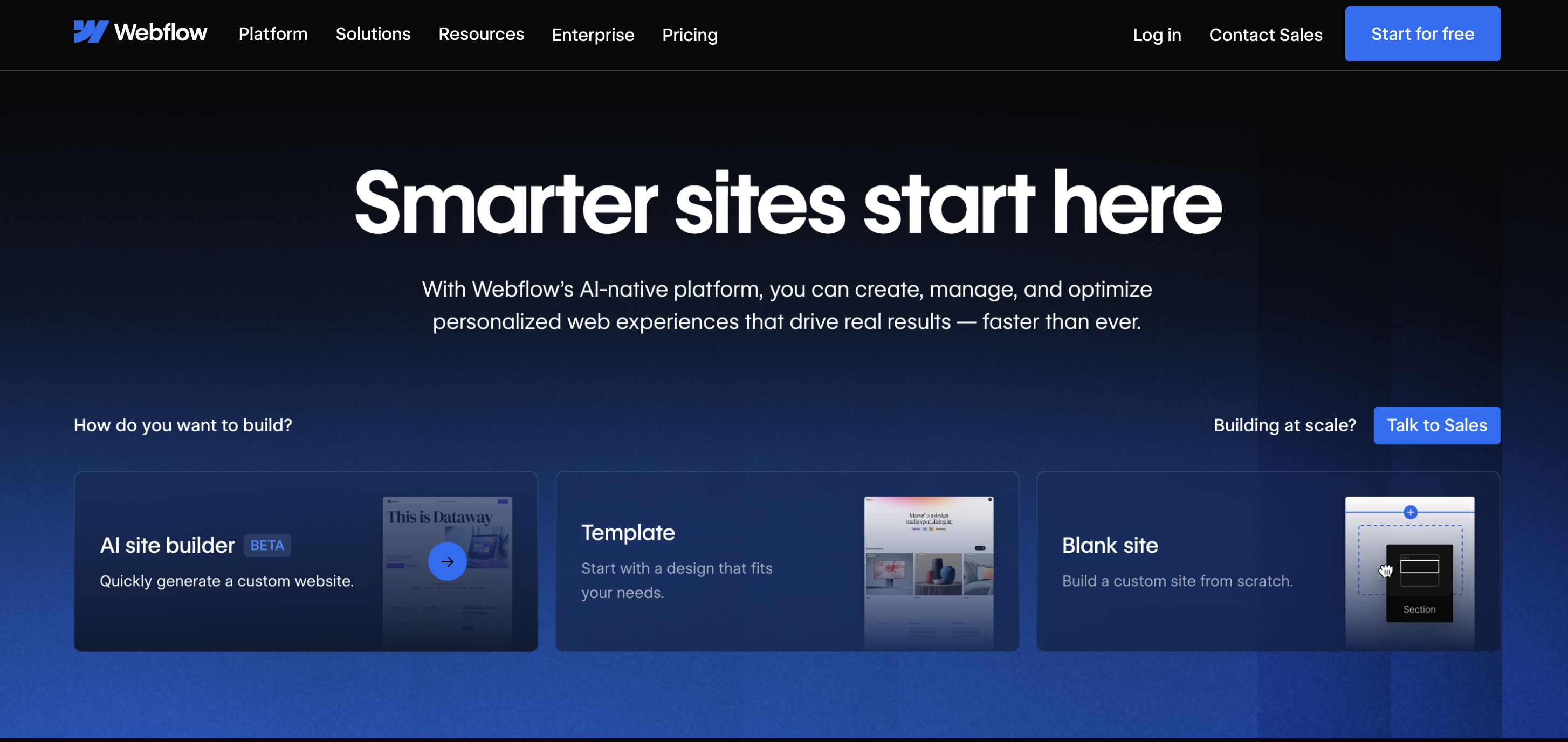 screenshot of Webflow platform