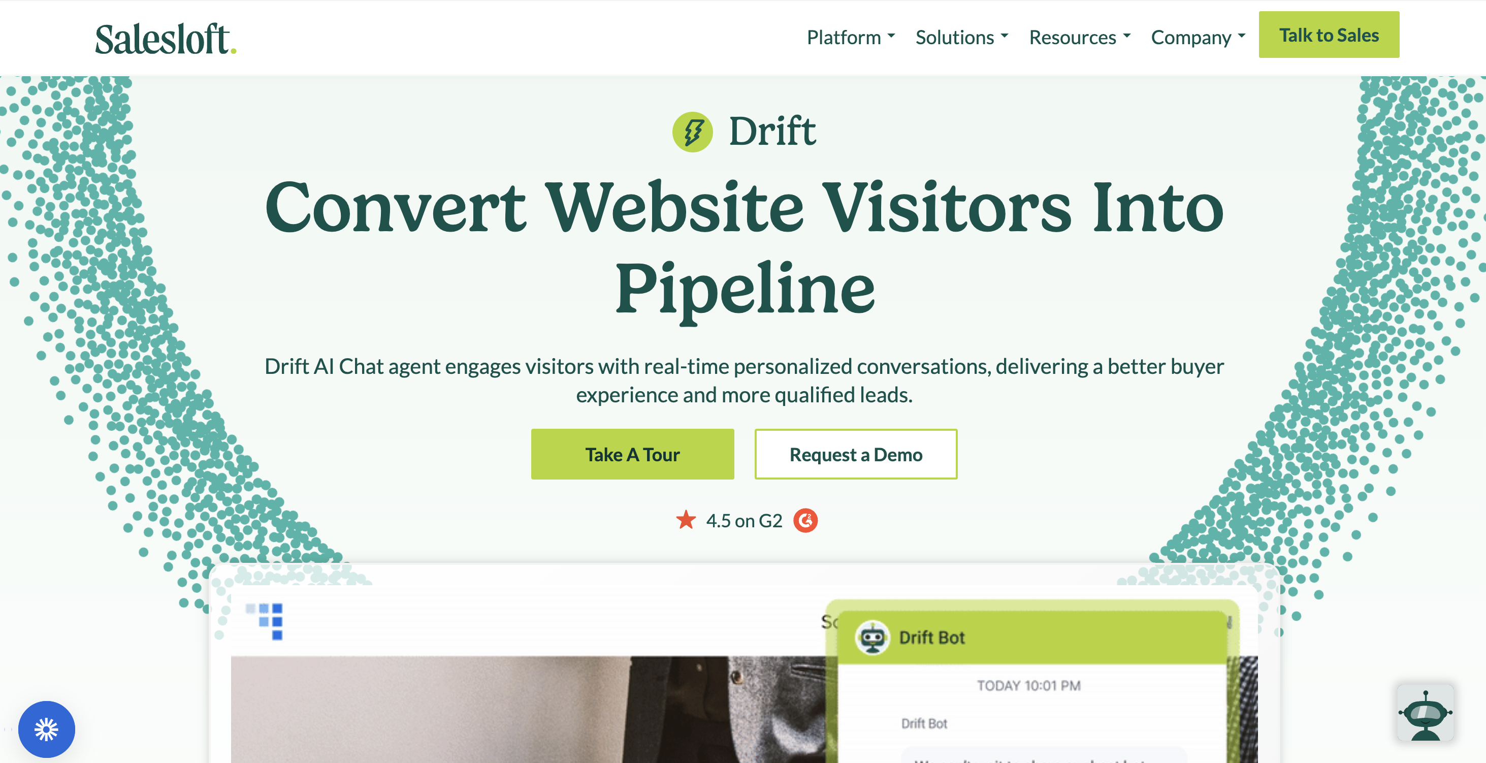 screenshot of Drift (by Salesloft) platform