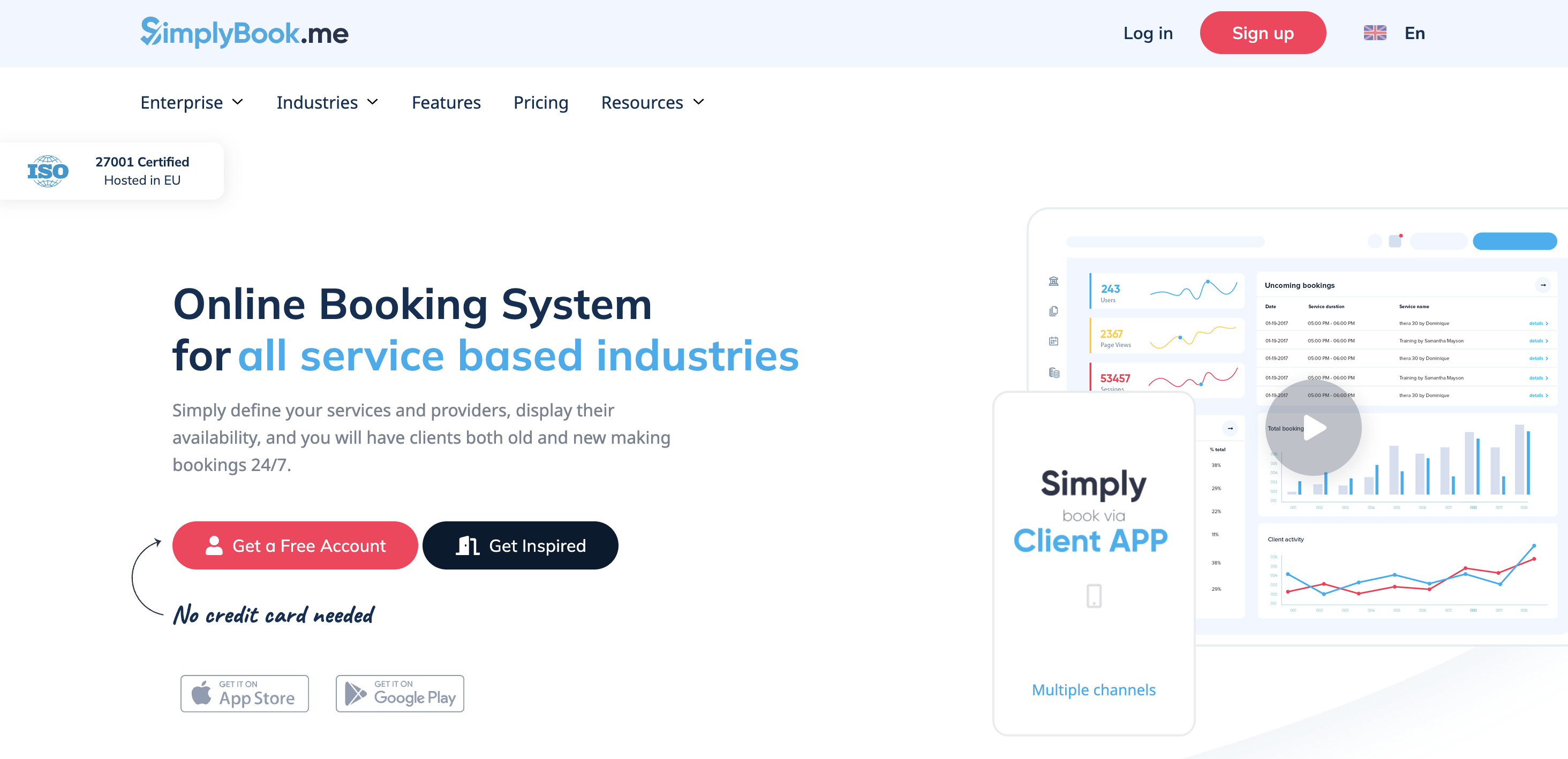 screenshot of SimplyBook platform