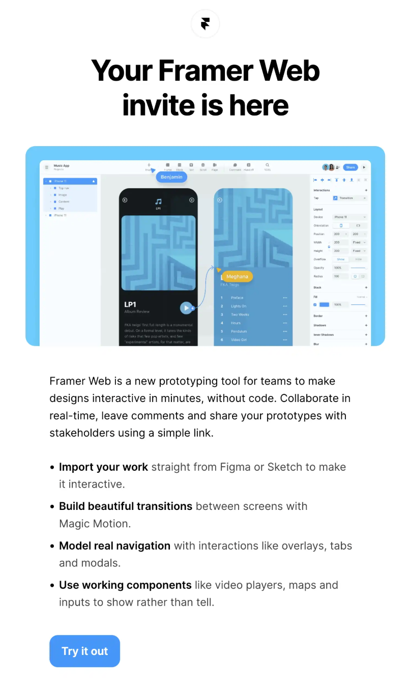 Framer email example