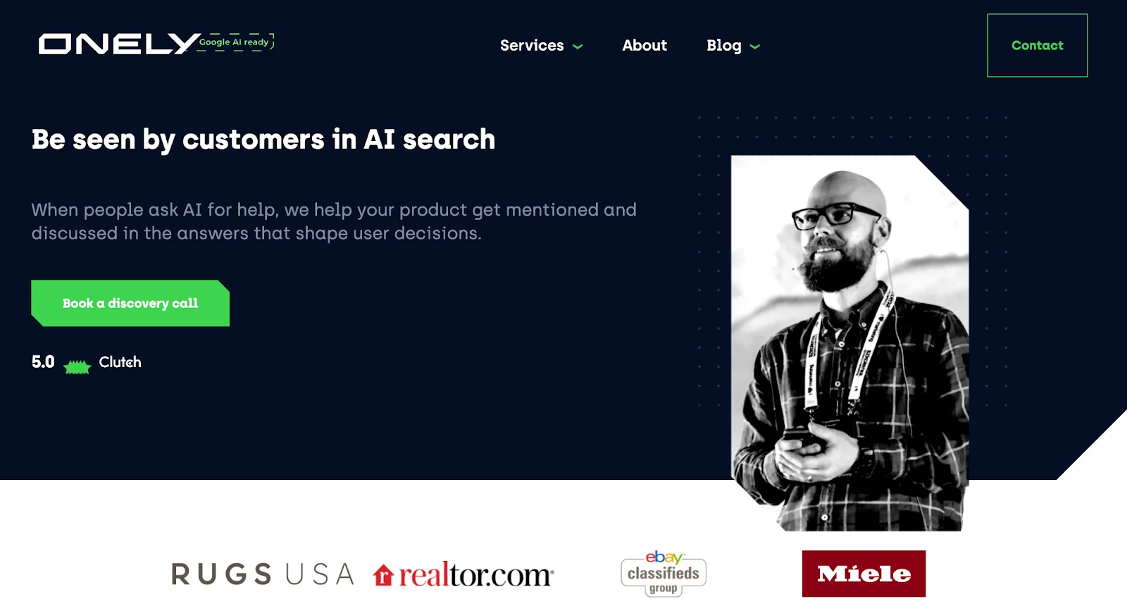 onely homepage with CTA