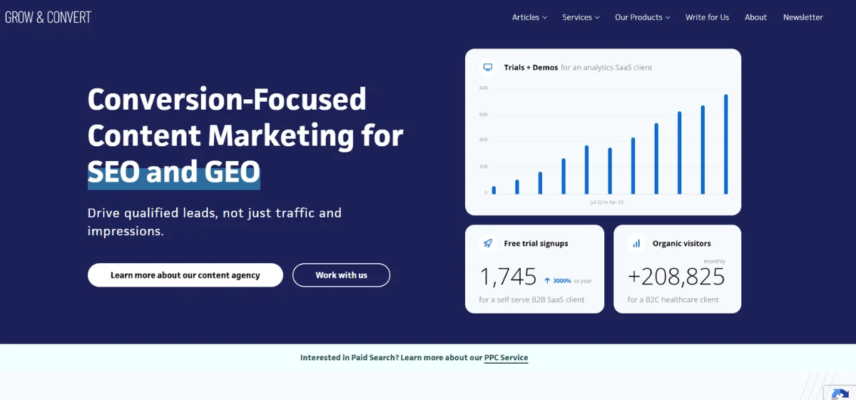 Grow and Convert Homepage
