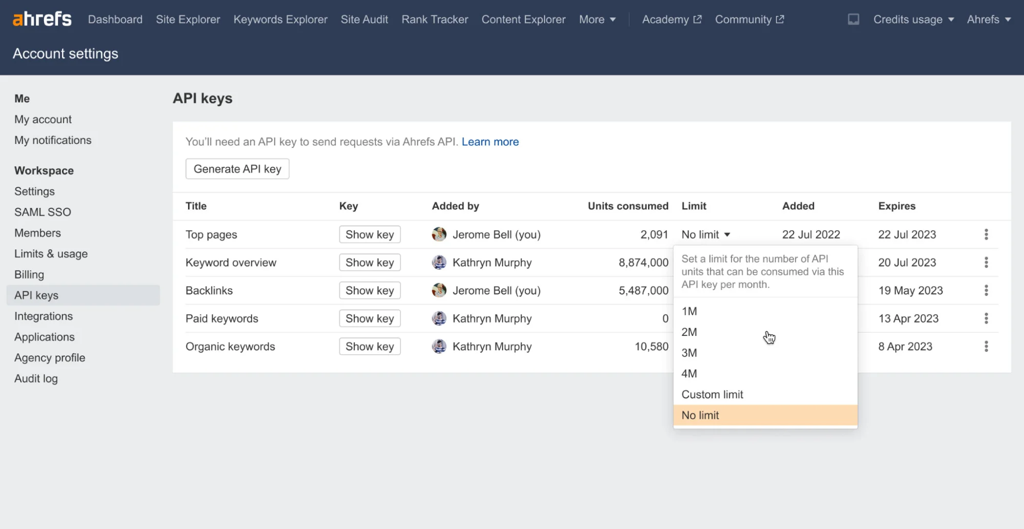 Ahrefs Enterprise Homepage