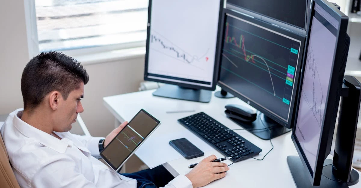 Professional analyst reviewing analytics dashboards and charts while avoiding common enterprise SEO mistakes.