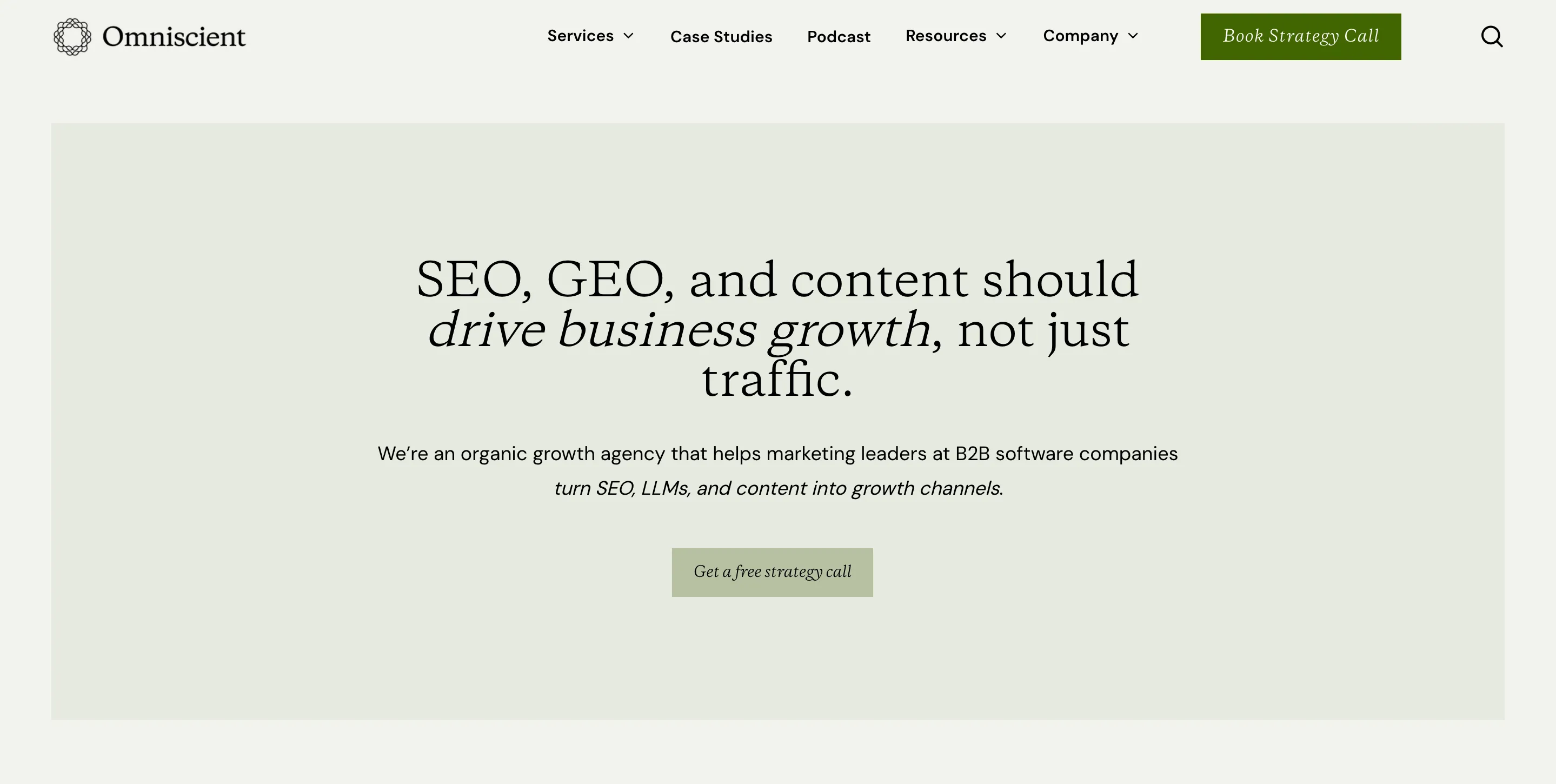 Screenshot of Omniscient Digital homepage