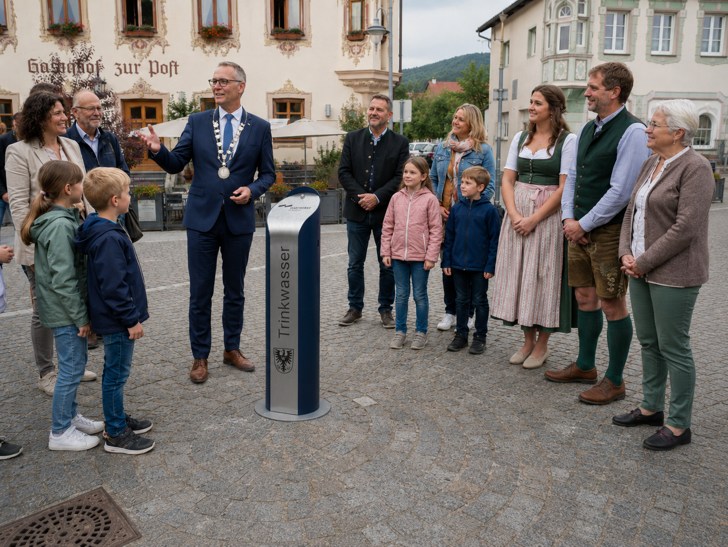 Feierliche Einweihung eines gut geplanten Trinkwasserbrunnens