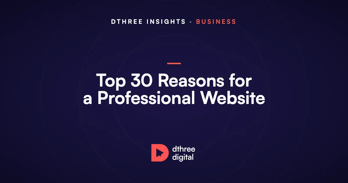 Top 30 Reasons for a Professional Website - Dthree Insights cover