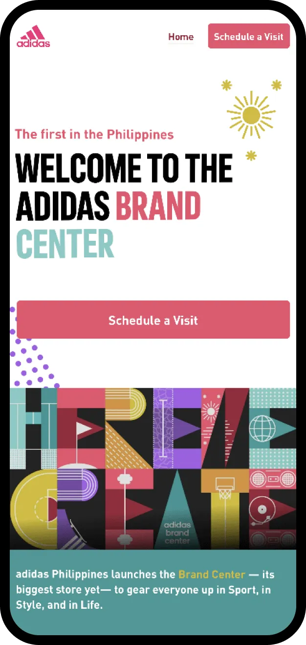 Web design screenshot of Adidas Brand Center by Dthree Digital