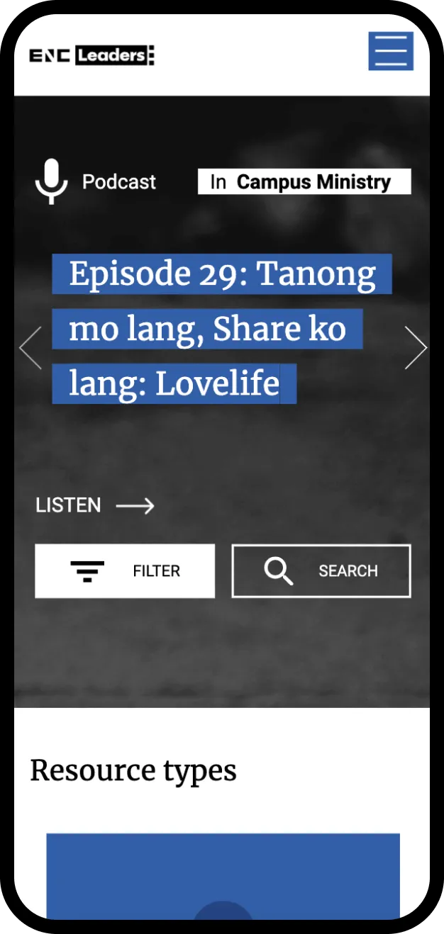 ENC Leaders podcast website on mobile