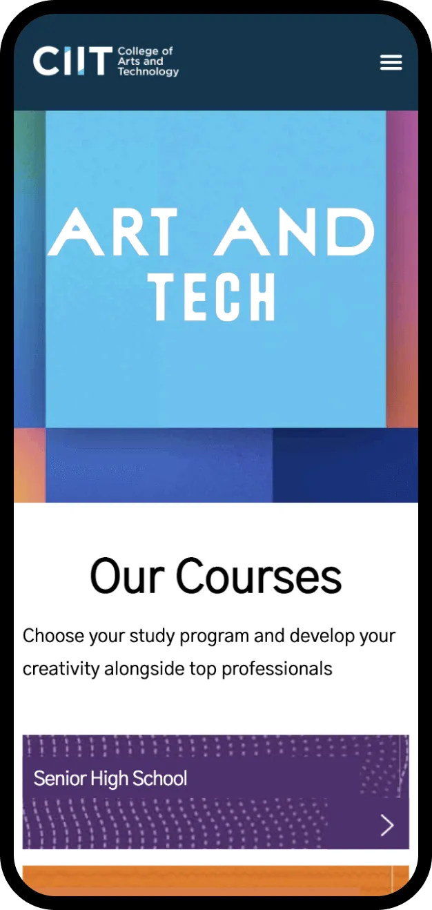 CIIT Philippines website on mobile