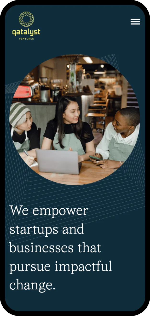 Qatalyst Ventures website on mobile