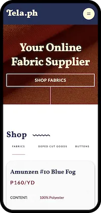 Web design screen shot of e-commerce website.