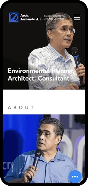 Architect Armando Alli portfolio website on mobile