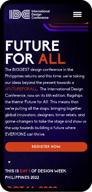 International Design Conference 2022 website on mobile