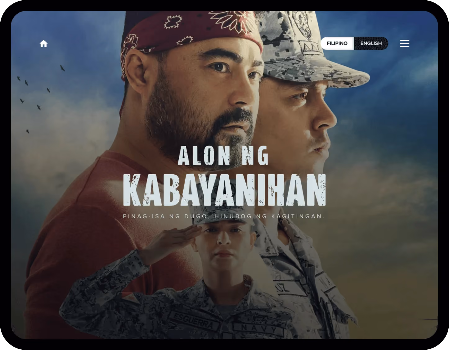 Widescreen screenshot of the Alon ng Kabayanihan campaign website built by Dthree Digital.